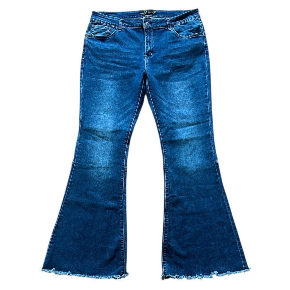 Lucky & Blessed Flare Jeans with Frayed Hem